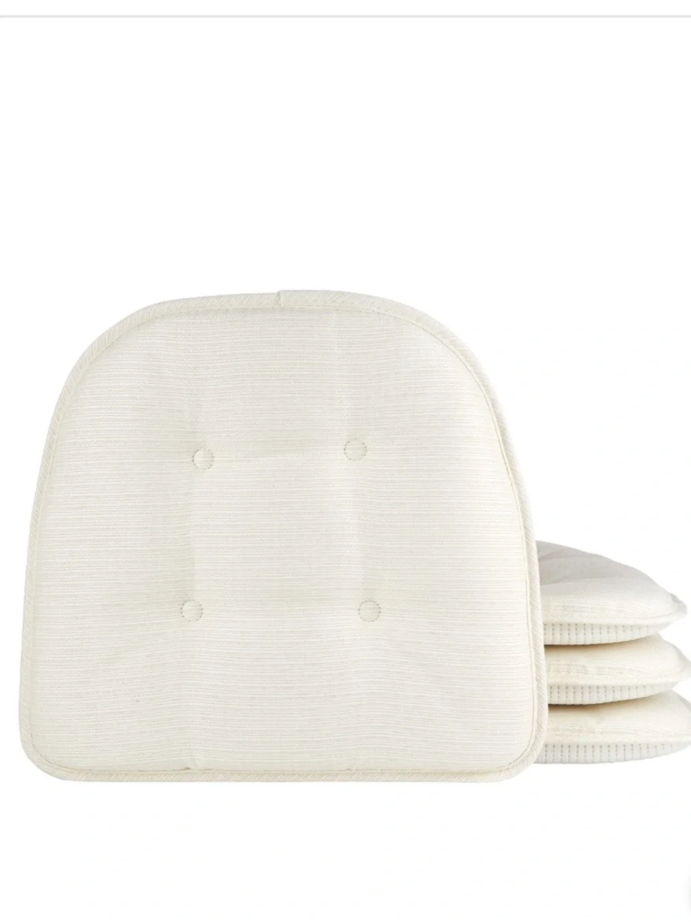 Solid Ivory Chair Cushions No-Slip 16x15x2” (4-Pack) Kitchen Office